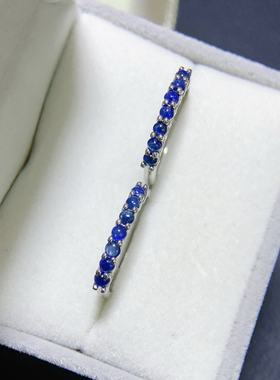 s925银镶天然蓝宝石戒指主石尺寸3*3mm小清新简约时尚支持检测