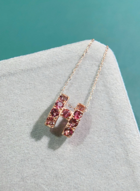 天然碧玺项链女s925纯银镀金糖果色吊坠高级感百搭锁骨链