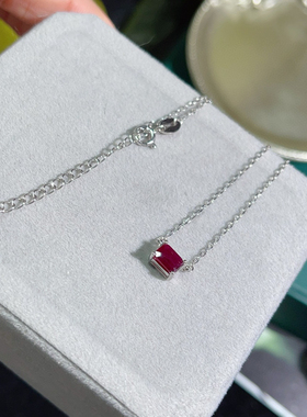天然鸽血红红宝石项链简单四抓 925纯银镀金戴妃送女友礼物