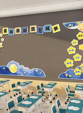 星星人主题文化墙贴幼儿园环创小学教室公告栏布置黑板报边框装饰