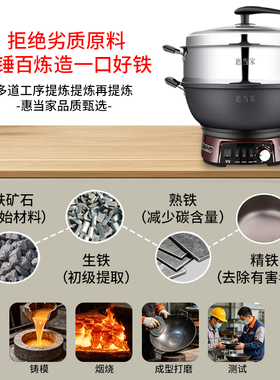 【不易粘/锈】惠当家铸铁电炒锅