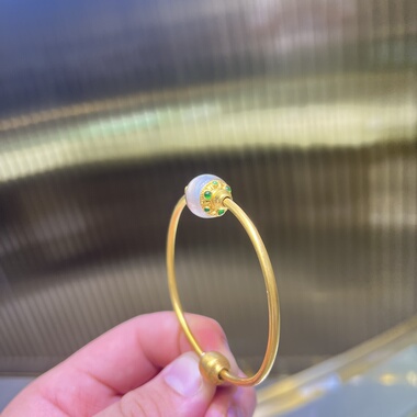 18K黄色的古法水晶转运珠手镯百搭diy设计富态女人必入系列