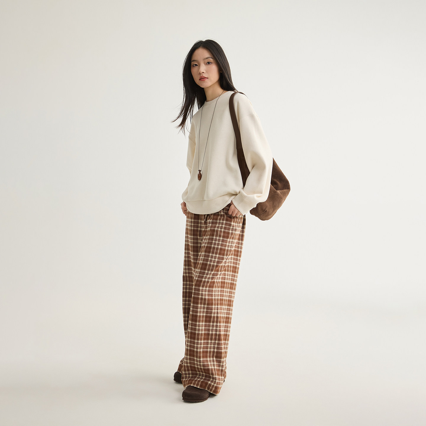 芙蕖FUXU 秋冬新款加厚软糯圆领宽松卫衣/直筒阔腿长裤套装女,淘宝优惠券,粉丝福利购,淘宝优惠卷