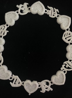 BLITZ BOY20mm偷米爱心链同款项链潮流高级锆石嘻哈个性项链ins