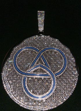 gali大饼吊坠嘻哈微镶锆石联说唱个性潮牌配饰嘻哈说唱饰品