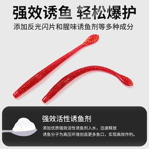 路亚面条虫软饵刀尾蚯蚓假饵浮水neko沉水插铅软虫倒钓组无铅鲈鱼 - 图0