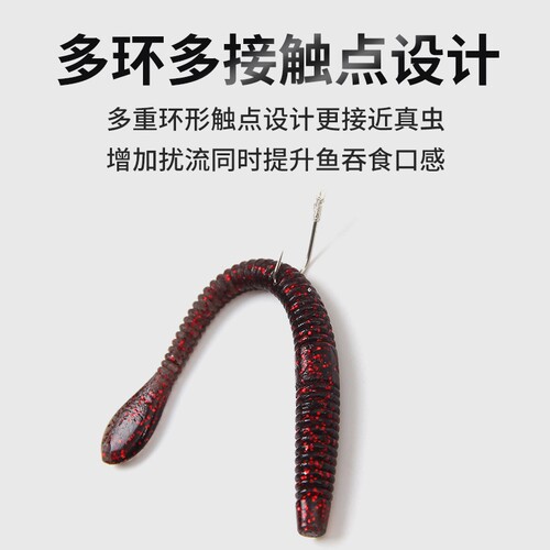 路亚面条虫软饵刀尾蚯蚓假饵浮水neko沉水插铅软虫倒钓组无铅鲈鱼 - 图1