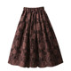 Autumn and winter Korean style retro solid color three-dimensional flower embroidered skirt elastic high waist slim puff skirt mid-length skirt