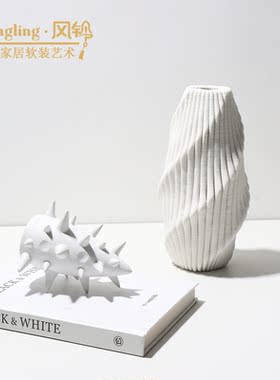 现代简约3D打印陶瓷曲线艺术花器售楼处样板间酒店家庭软装