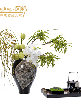 新中式创意陶瓷复合材质摆件样板间酒店玄关会客厅软装摆设