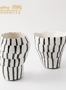 现代陶瓷花器样板间售楼处电视柜彩色花瓶客厅家居软装摆件