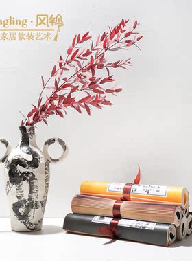 新中式抽象陶瓷中式书卷摆件样板间售楼处酒店玄关客厅软装