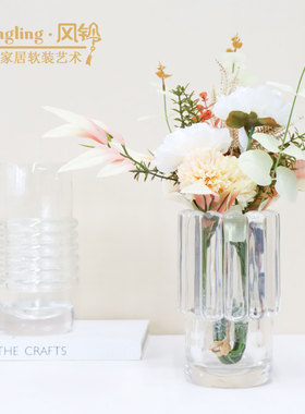 简约现代风格透明树脂花器样板间售楼处酒店书房会客厅软装