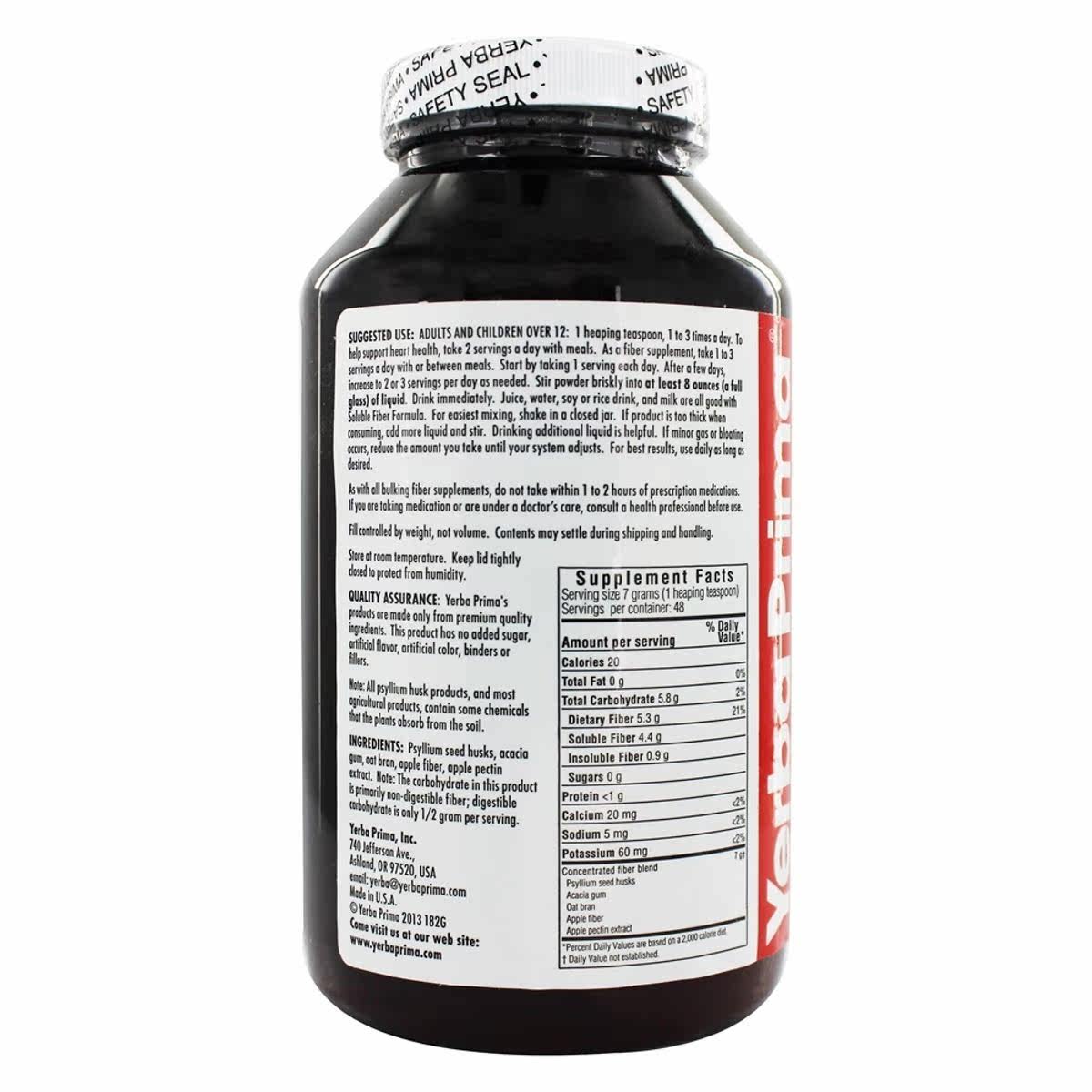 yerba prima可溶解纤维惯例- 12 LuckyVitamin海外其他膳食营养补充剂