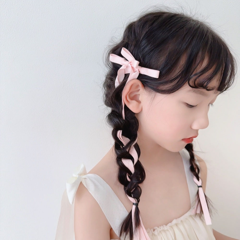 时尚芭蕾女孩蝴蝶结丝带发夹儿童长飘带双马尾编发对夹甜美头饰,淘宝优惠券,粉丝福利购,淘宝优惠卷