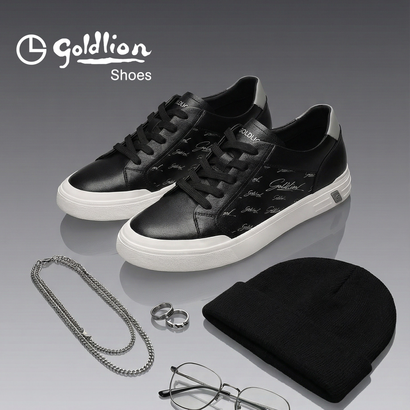 Goldlion韩版男士板鞋2026春季新款潮流百搭软底真皮黑色休闲鞋,淘宝优惠券,粉丝福利购,淘宝优惠卷