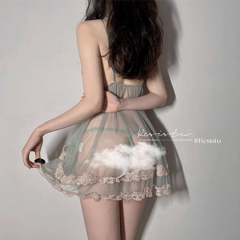 RESISTU 事后清晨 性感网纱蕾丝吊带裙透视清甜纯欲吊带睡衣裙女,淘宝优惠券,粉丝福利购,淘宝优惠卷