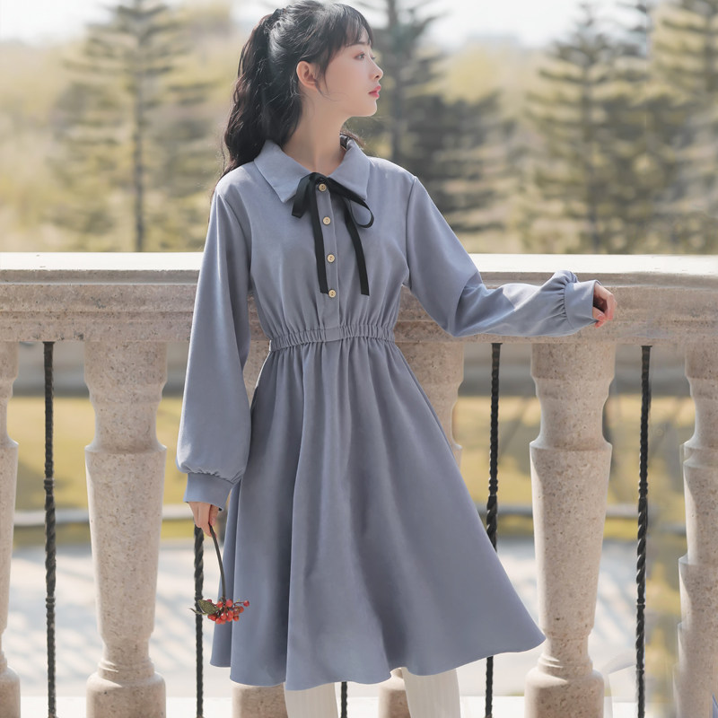 孕妇秋冬外出潮妈上班中长款连衣裙 幽悦连衣裙