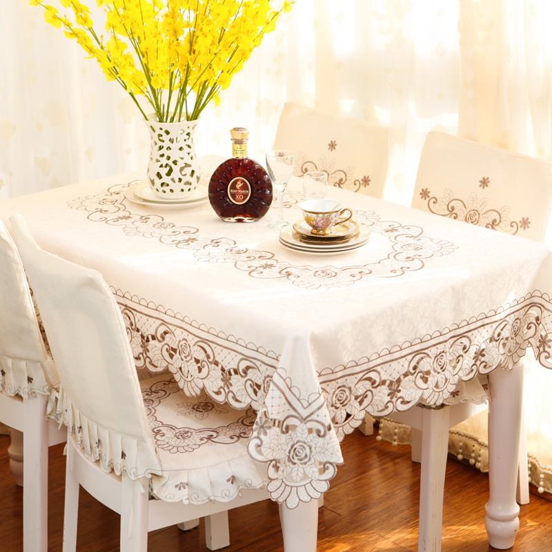 欧式桌布布艺餐桌布台布椅子套椅垫套装高档绣花长方形茶几布刺绣