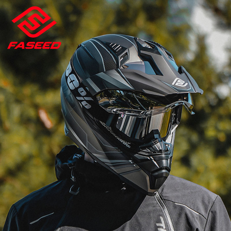 意大利FASEED摩托车头盔拉力盔男女双镜片机车全盔摩旅四季越野盔-图0