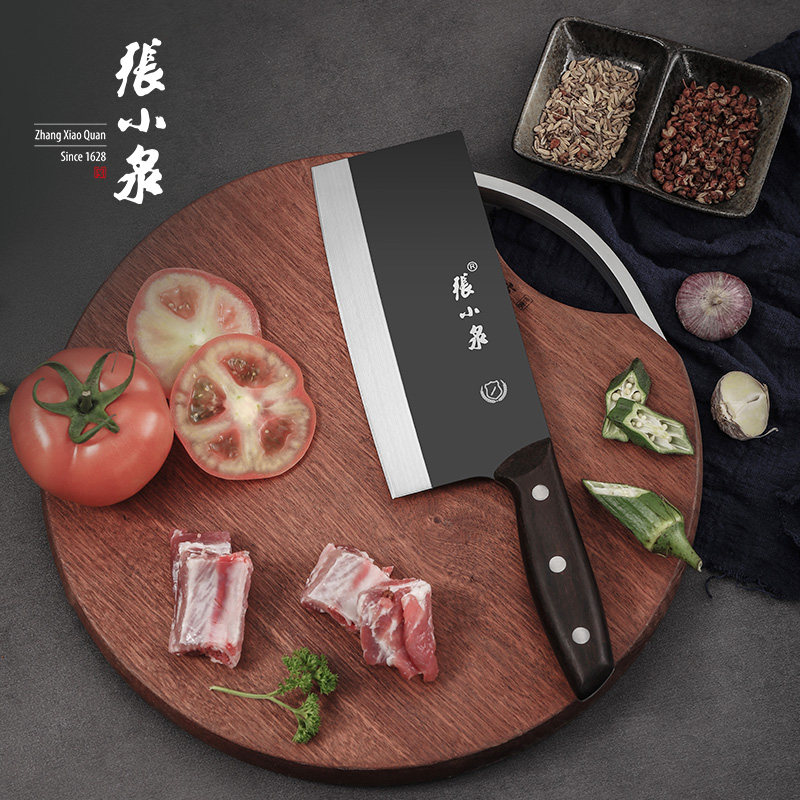 张小泉黑武士斩切菜刀超级锋利不锈钢锻打桑刀厨师专用切肉刀厨房_虎窝淘