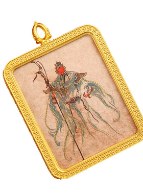 藏式唐卡吊坠半手绘描金