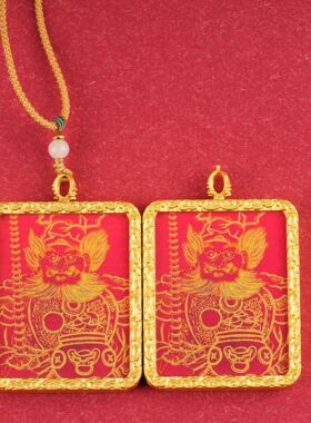 唐卡盒描金手绘吊坠雷祖