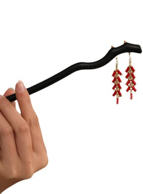 檀木发簪女古风日常盘子