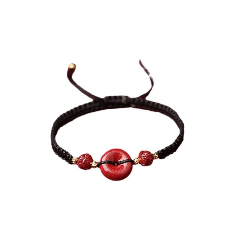 朱砂平安扣手链红绳手链本命年古风手绳饰品情侣紫金砂编织手链手,淘宝优惠券,粉丝福利购,淘宝优惠卷