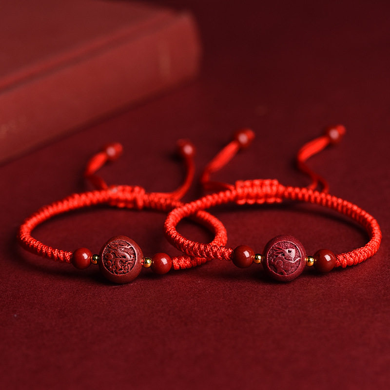 十二生肖朱砂红绳手链女编织手绳本命年男女手工编织手链生肖手链,淘宝优惠券,粉丝福利购,淘宝优惠卷