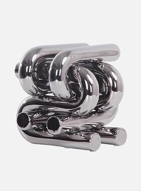 【八度空间】轻奢现代样板房客厅餐桌花瓶别墅线条烛台软装摆件