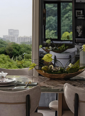 【八度空间】新中式样板间售楼处书房餐边柜泡茶具盆景搭配摆件