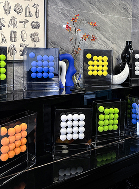 现代亚克力海绵球装饰画创意摆件相框客厅家居桌面克莱因蓝装饰品