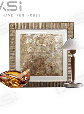 轻奢金属装饰摆件套装客厅书房书架桌面高级感雪茄烟灰缸装饰画