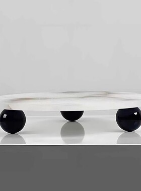 【八度空间】极简现代软装饰品黑白条纹茶具手提玉石台灯茶几摆件