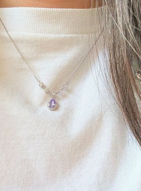 水滴锆石镶嵌纯银女567小众高级