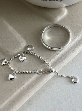 食指戒指光面新品纯银设计戴时髦