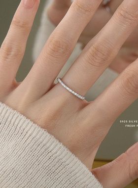 轻微镶锆石s925指环小众钻戒时尚