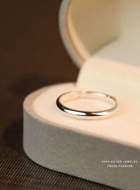 调节设计素圈对戒可刻字戒简网