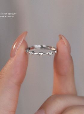 甜美通勤纯银开口戒指999时尚小