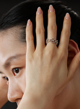 PAUSA ANN s925 复古原创蕾丝花纹轻奢开口戒指