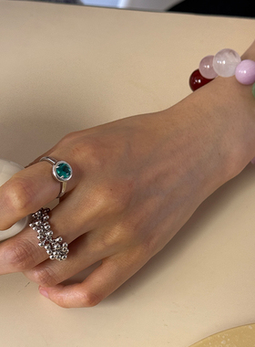 PAUSA ANN s925 stone系列彩色锆石圆润饱满开口纯银戒指 多色