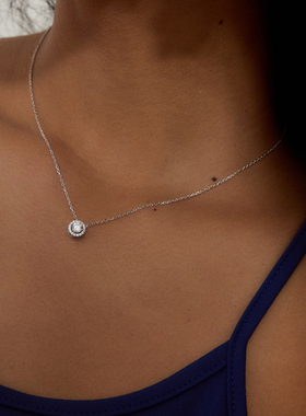 PAUSA ANN s925 经典公主围边镶钻精致感锁骨项链