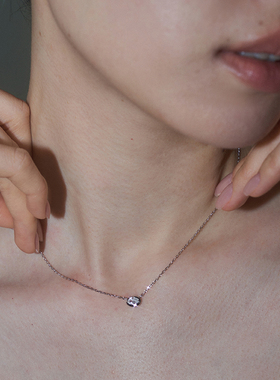 PAUSA ANN s925 通勤时髦小旦形高品质锆石点睛金银项链