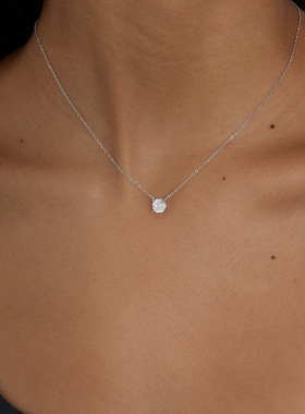 PAUSA ANN s925 都市玫瑰切高火彩锆石通勤轻奢锁骨项链