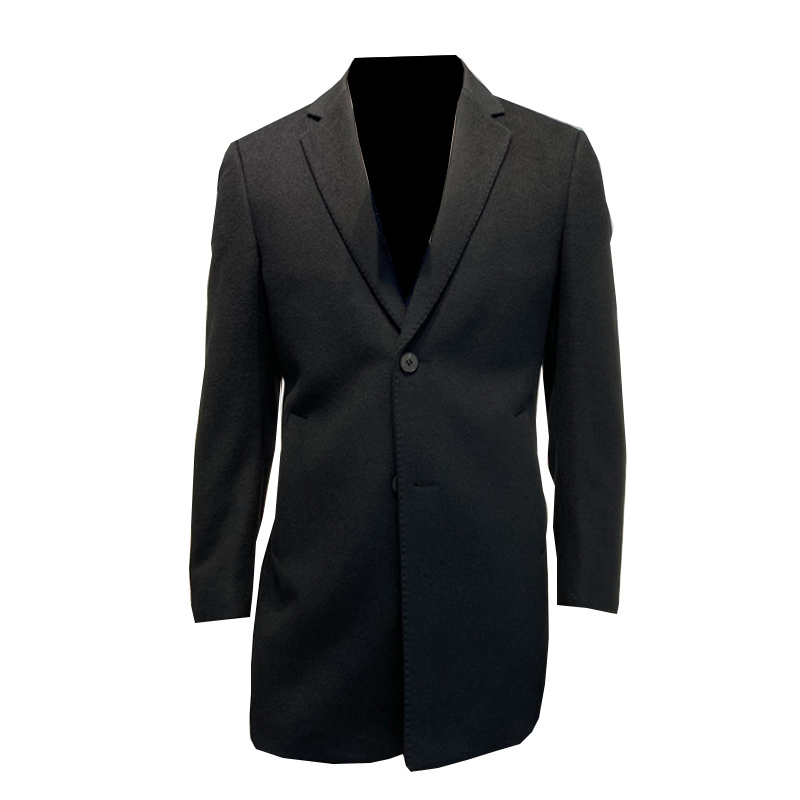 品牌专柜款男士黑色西服领羊毛大衣中长款商务休闲外套LENZON领佐-图3