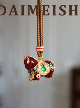 原创本命年红色滴油珐琅葫芦小马毛衣链轻奢高级感气质百搭长项链