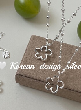 韩国东大门ins饰品S925纯银镂空花朵项链简约精致小众高级感女