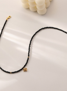 黑色十字架简约项链颈链