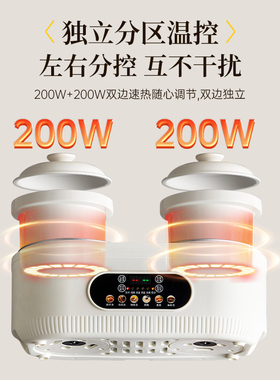电炖锅双胆3.6升陶瓷家用全自动